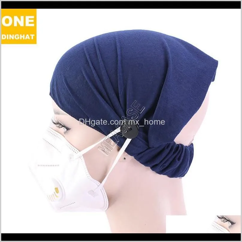 unisex wide hair band headband hairwraps with face mask masks button holder nurse hat beanie cap headwears sports cycle yoga headband