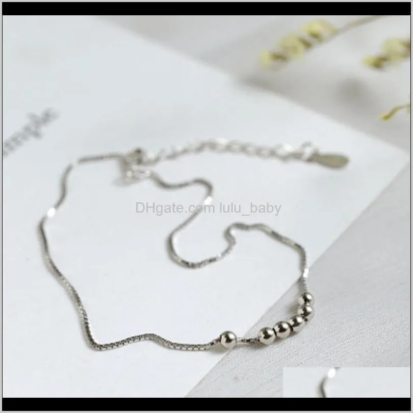 korean 925 sterling silver beads ankle bracelet for women fine jewelry best friend chrismas gift f1219