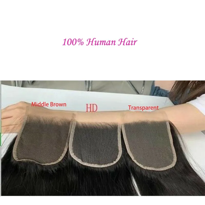 Cheveux humains indiens 6x6 5x5 HD Lace Closure Baby Hair 18-22 pouces couleur naturelle partie libre soyeux droit