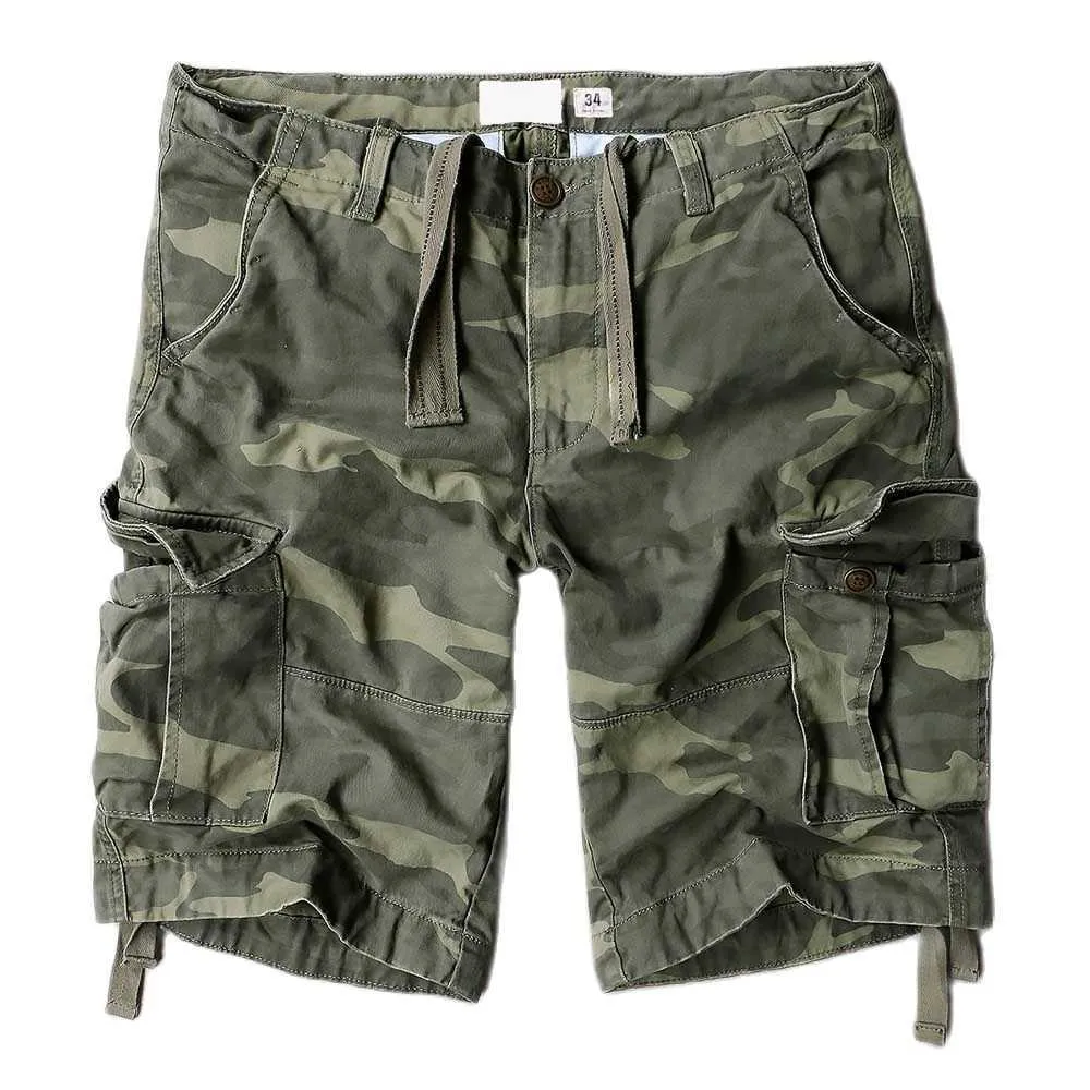 Trendy Camouflage Cargo Shorts Mann Baumwolle Boardshorts Plus Größe Militär Armee Stil Große Taschen Sommer Tragen Männer Kleidung 210714