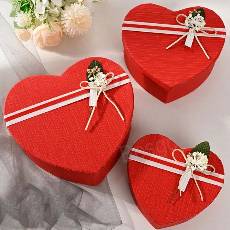 3pcs/set Heart Shaped Gift Box Flower Chocolate DIY Gifts Boxes Valentine Mother's Day Flower Packaging Case Wedding Party Decor BH5625 TYJ