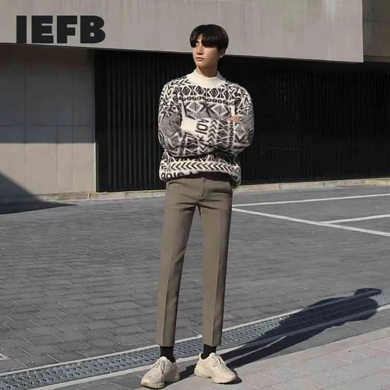 IEFB Spring Men's Korean Slim Fit Straight Tube Non Iron Suit Pants Casual Mens Business Drop Tobillo-longitud Traje Pantalones 9Y5534 210524