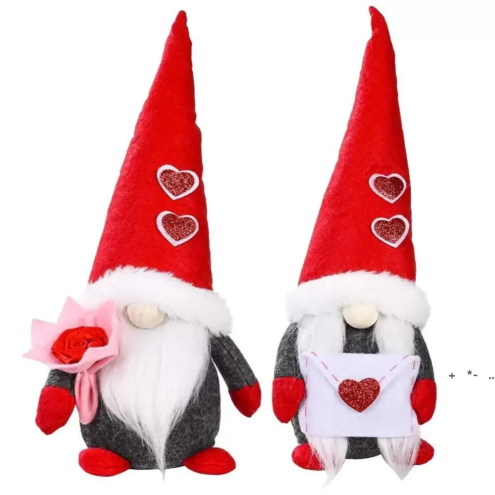 San Valentino Gnomo Peluche Bambola Fatta a Mano Elfo Svedese Regali di San Valentino per Donna Uomo Ornamenti per la Tavola di Casa RRD13444