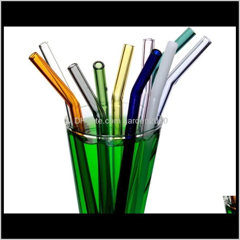 18cm*8mm reusable glass drinking straws eco-friendly dinking straws bent straight milk cocktail straw