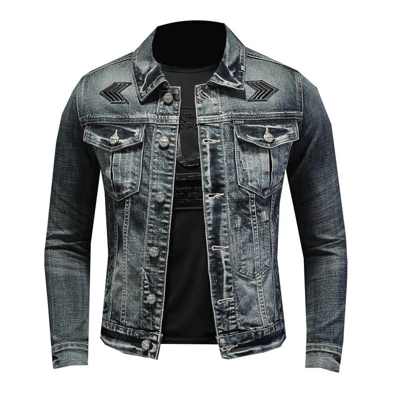 Vintage Motosiklet Denim Ceket Erkekler İlkbahar Sonbahar Askeri Erkek Kovboy Ceketler Yıkanmış Kot Mont Boyut M-4XL Jaqueta Masculina erkek