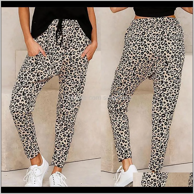 harajuku joggers leopard print casual pants wide leg sweatpants women trousers plus size high waist pants streetwear