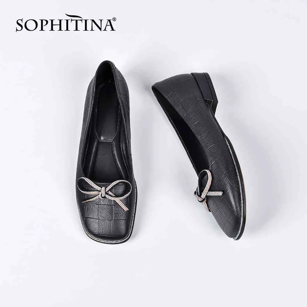 SOPHITINA femmes escarpins élégant loisirs en cuir à la main dames chaussures papillon-noeud concis décontracté mocassins escarpins femmes SO532 210513