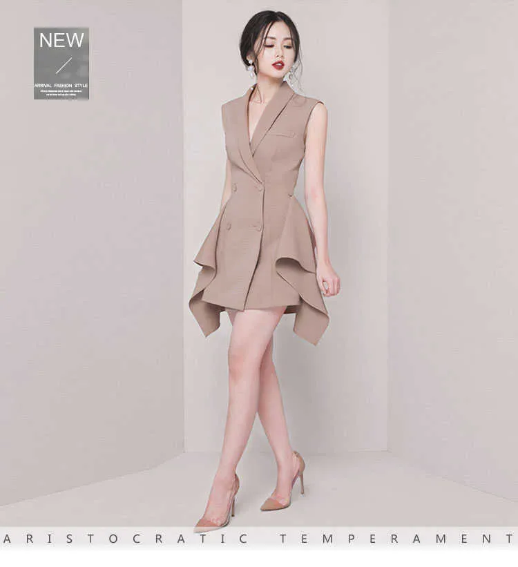 Notched Collar Double Breasted Sleeveless Asymmetrical Hem A-Line Mini Dress for Women Ages 18-35 from Dhgate Basic & Casual Dresses - price 55.76 Notched Collar Double Breasted Sleeveless Asymmetrical Hem A-Line Mini Dress for Women Ages 18-35 from Dhgate Basic & Casual Dresses - price 55.76