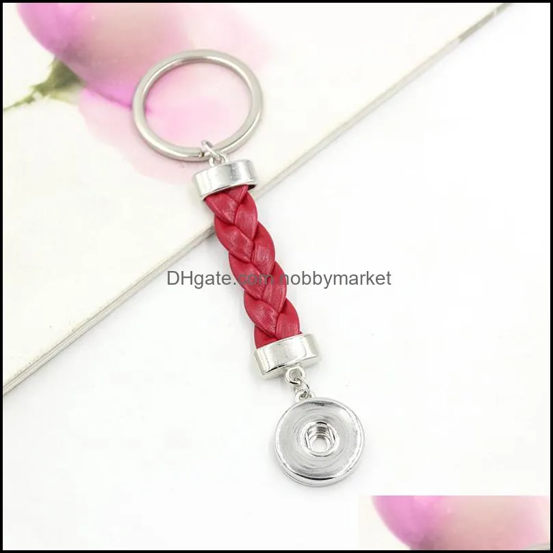 New Arrival DIY Interchangeable Jewelry Snap Key Chain Bag Charm 18mm DIY Snaps Braid Leather Key Ring Bag Charm for Handbags