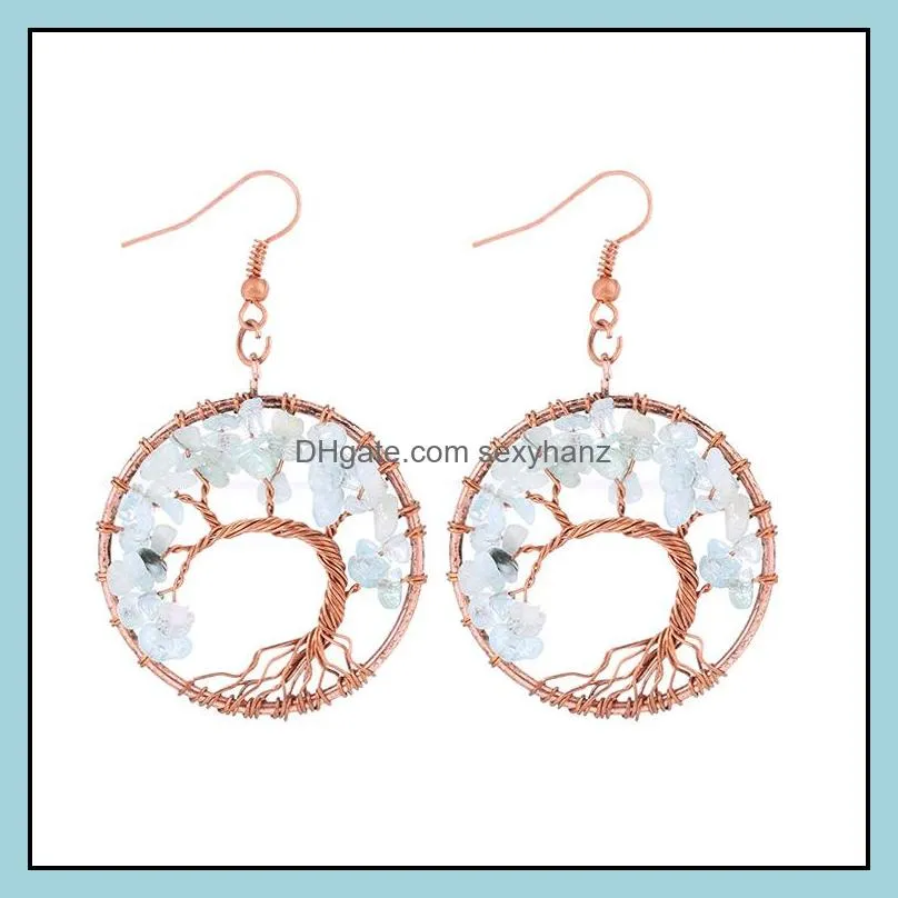 New handmad earring curved stone earrings colorful natural crystal Wishing Tree roots earring wholesale