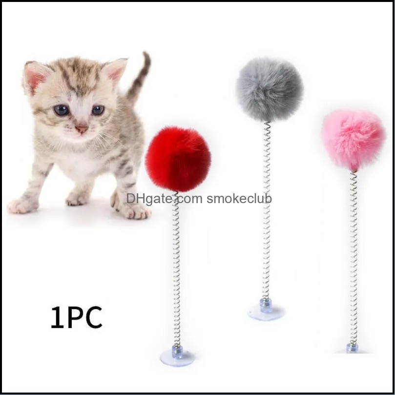 Cat Toys Funny Multicolor Plush Bell Ball Smooth Surface Interact Play Pet Supplies Long Voice Durable Absorbed Sucker Spring Toy