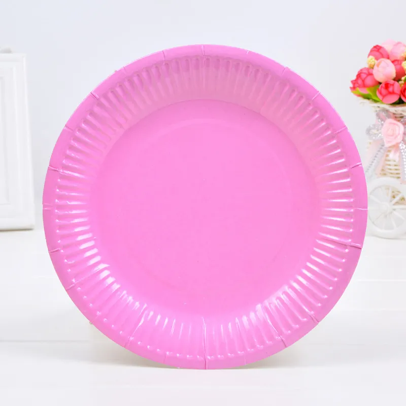 Round Disposable Paper Plate 7Inches Soak Proof Disposable Plates for Wedding Birthday Party /pack