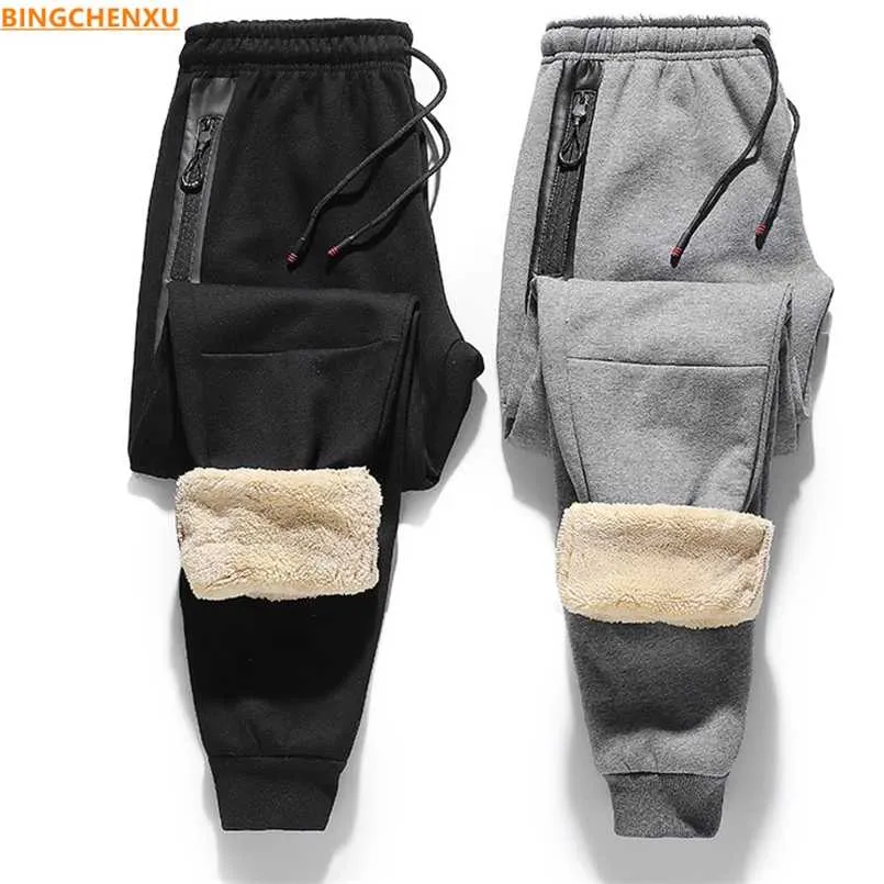 Kuzu Yün Sweatpants Güz Kış Pantolon Joggers Sweatpants Erkekler Rahat Kalınlaşmış Kuzu Yün Rahat Sıcak Pantolon Adam Pantolon 211112