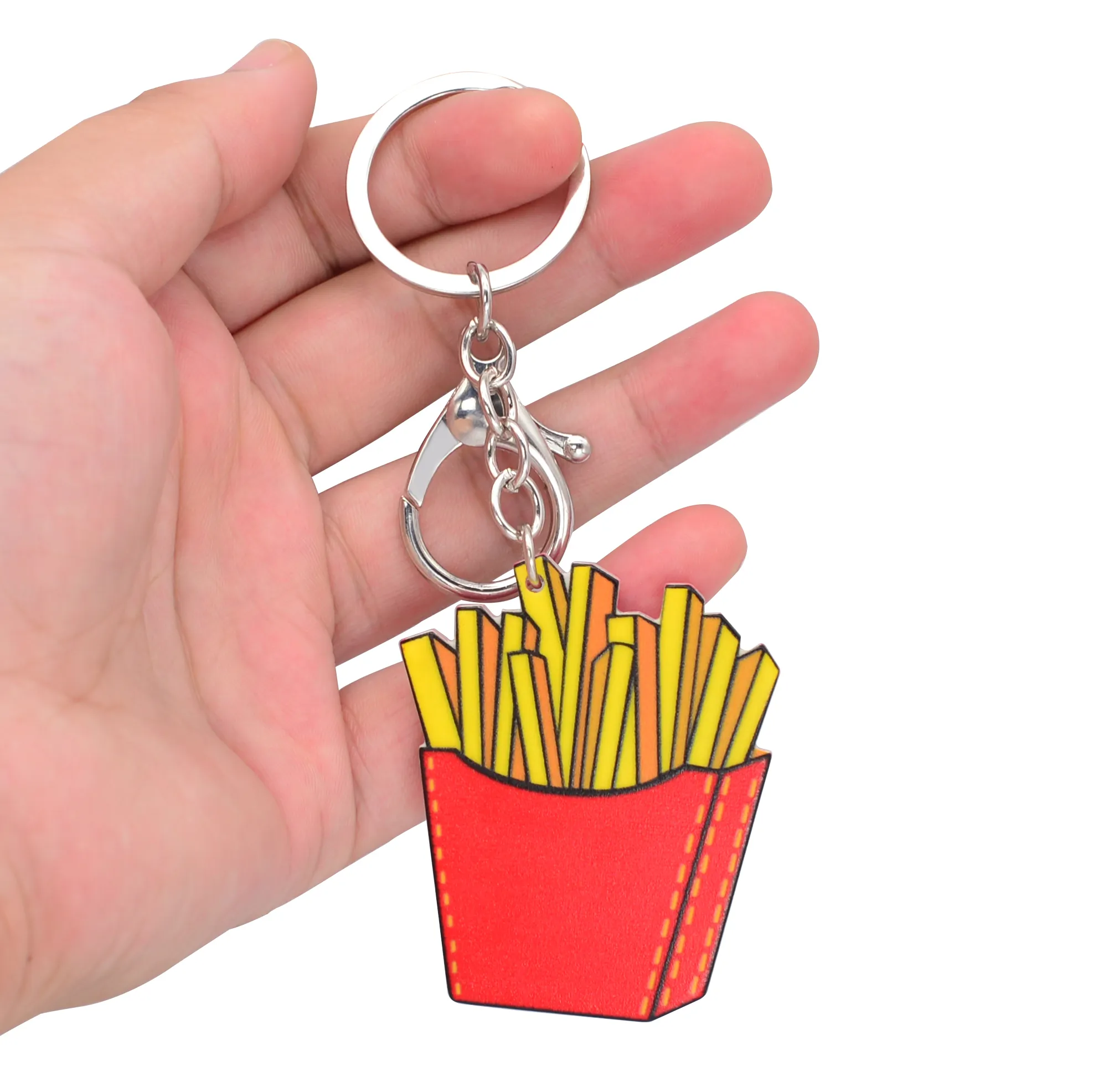 Cute Cartoon Acrylic Keychains Creative Food Chips Key Chain Jewelry For Women Kids Girls Gift Car Accessory