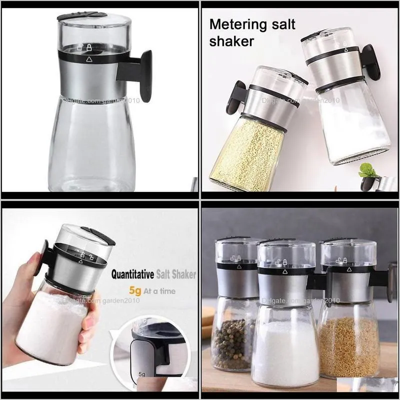 salt controller household quantitative 5g sealed moisture-proof contracted storage bottle kitchen glass push-type salt dispenser