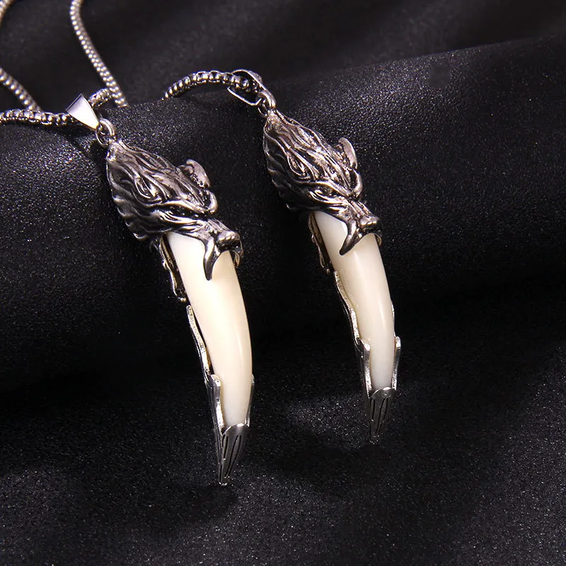 Fashion Wolf Tooth Necklace For Men Long Chain Vintage Jewelry Gift