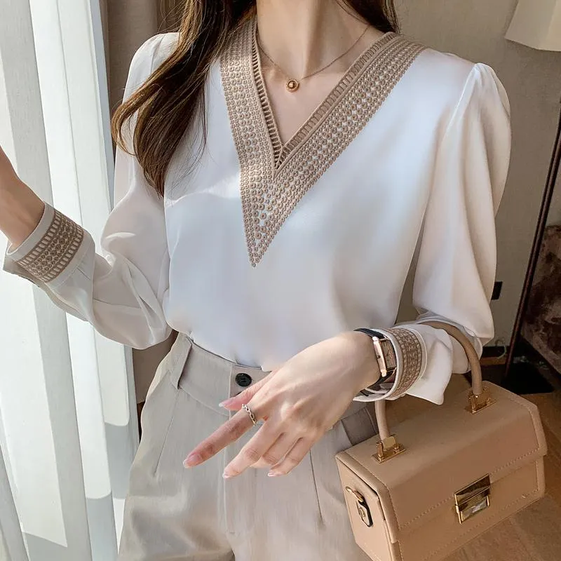 Long Sleeve O-Neck Blouse Women Blusas Mujer De Moda 2023 Casual Chiffon  White Blouse Shirt Women Tops Blusa - China Blouse and Tops price