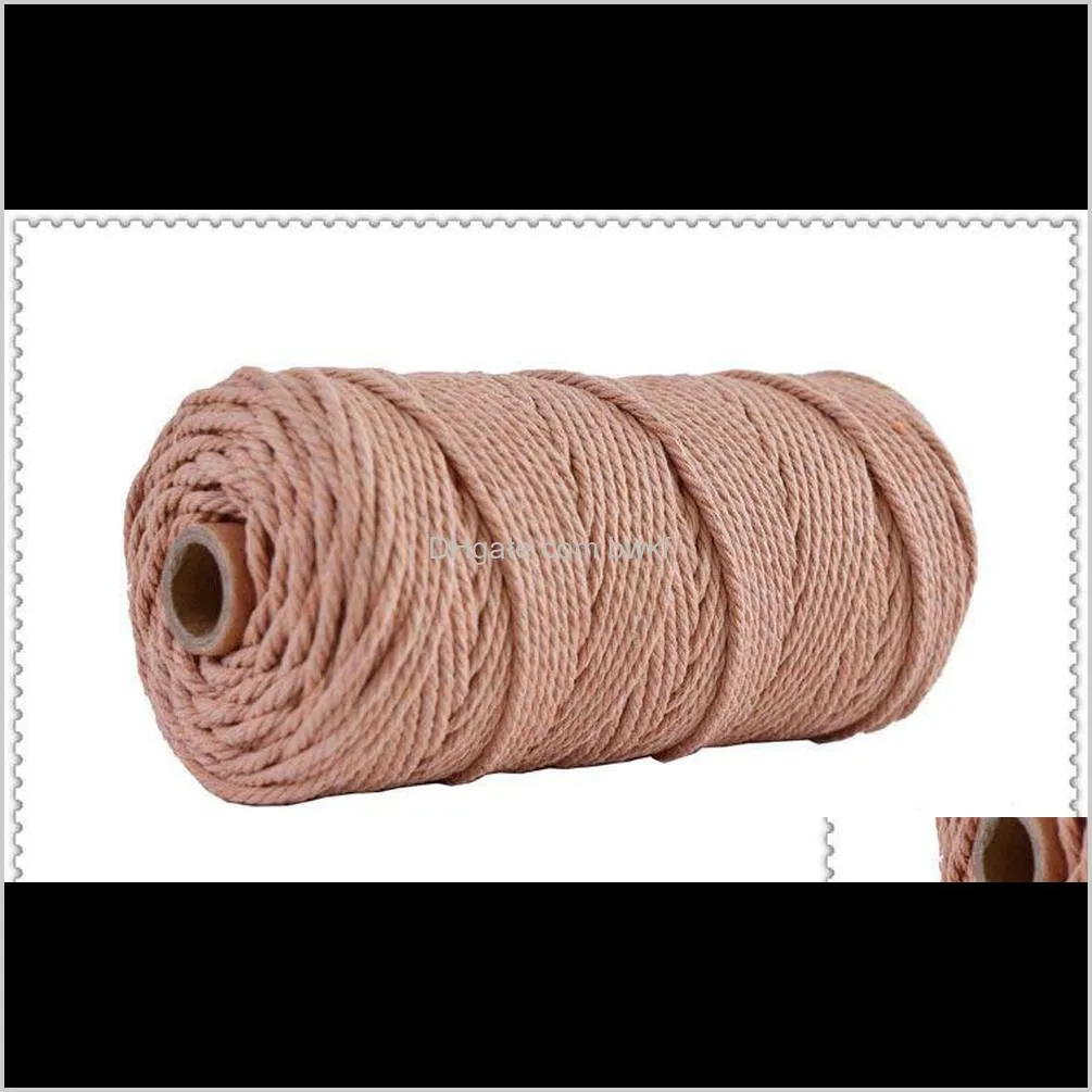 3mm 100% cotton cord colorful cord rope beige twisted craft macrame string diy home textile wedding decorative supply 110yards