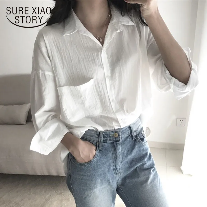 Hong Kong-Stil Sommer Sonnencreme-Hemdmode Beiläufige lose Abzugskragen Büro Dame Feste Frauen Tops 11110 210417