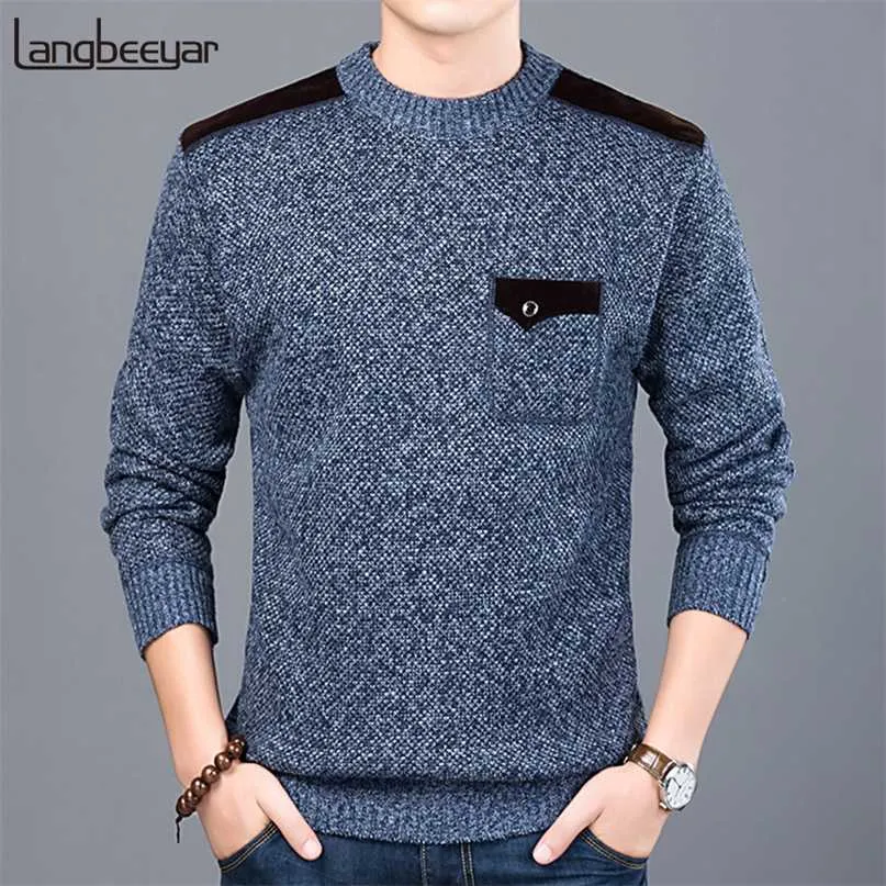 Moda Marka sweter do męskich swetrów Slim Fit Buckers Knitwear O-Neck Jesień Koreański Styl Casual Clothing Male 211008