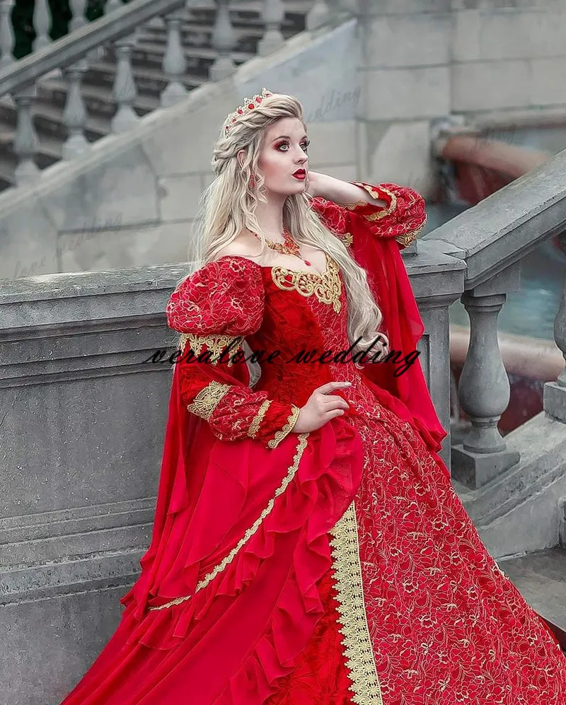 Renaissance Gothic Lace Ball Gown Wedding Dresses With Cloak Plus Size Bell  Long Sleeve Celtic Medieval Princess Vintage Bridal Gowns From 139,78 € |  DHgate