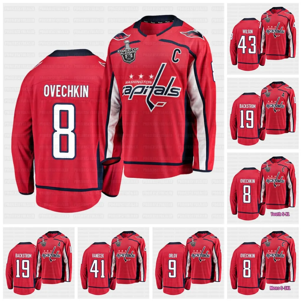 8 Alex Ovechkin Washington Capitals 2021 Stanley Cup Playoffs Jersey T.J. Oshie Nicklas Backstrom Tom Wilson John Carlson Chara Lundqvist.