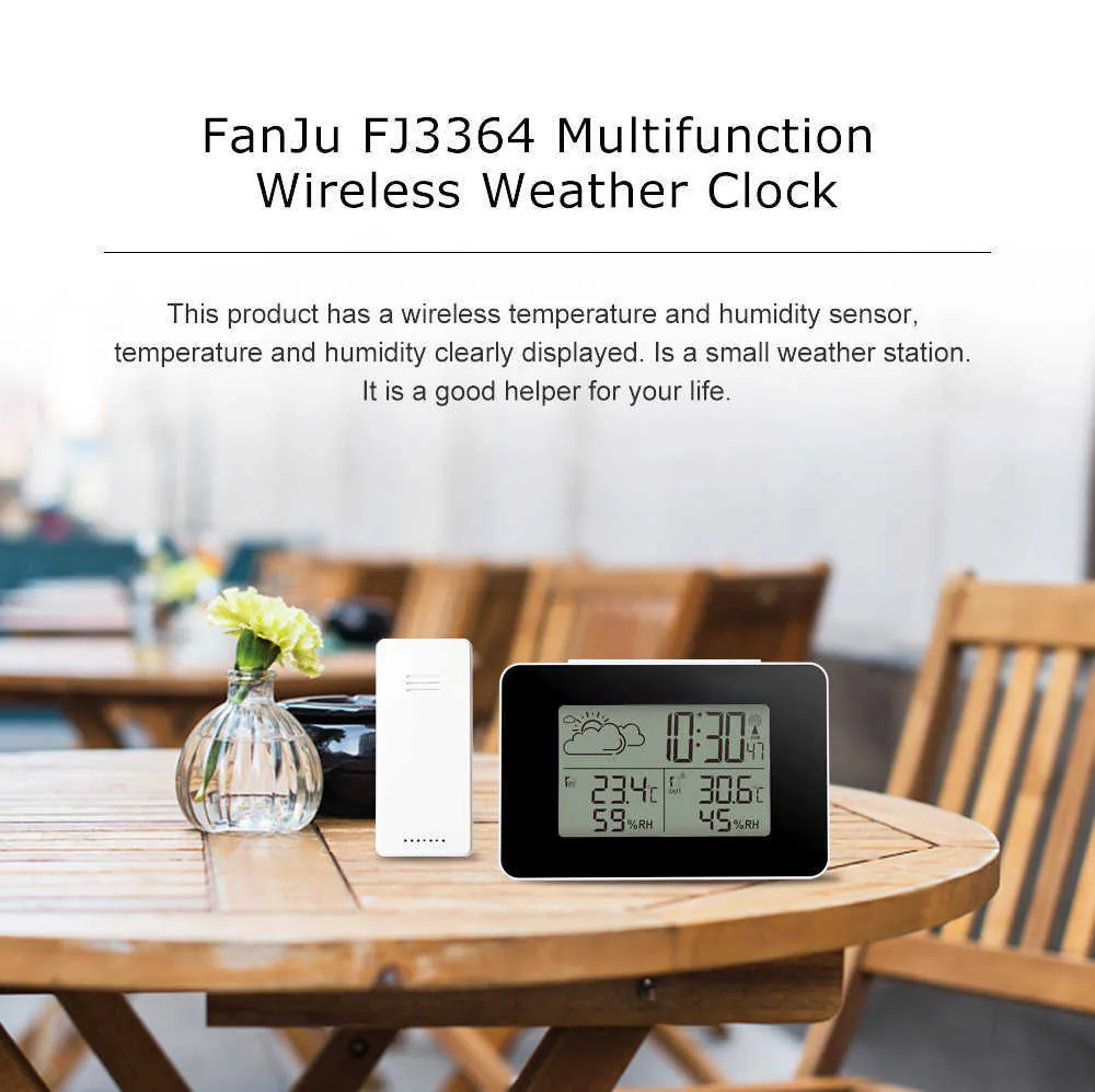 Wholesale FanJu FJ3364 Digital Alarm Clock Weather Station Wireless
