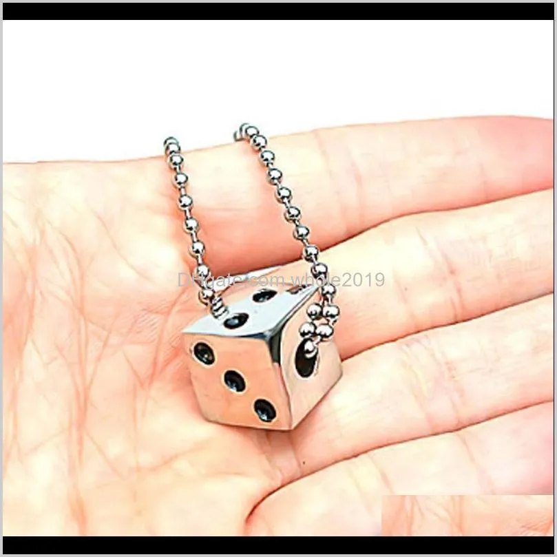 dice pendant stainless steel necklace personality male jewelry men titanium jewelry