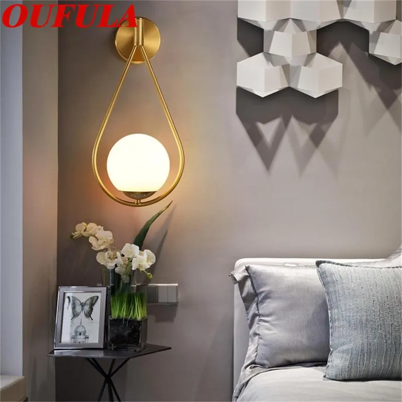 Lâmpadas de parede internas de latão acessórios LED Creative Decorative for Home Bedroom Room