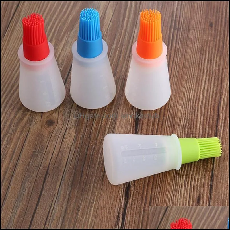 Baking Oil Brush Silicone Oil Bottle with Cap Barbecue Brush with Scale Sauce Butter Brush Kitchen Cooking Accessory CCF6955