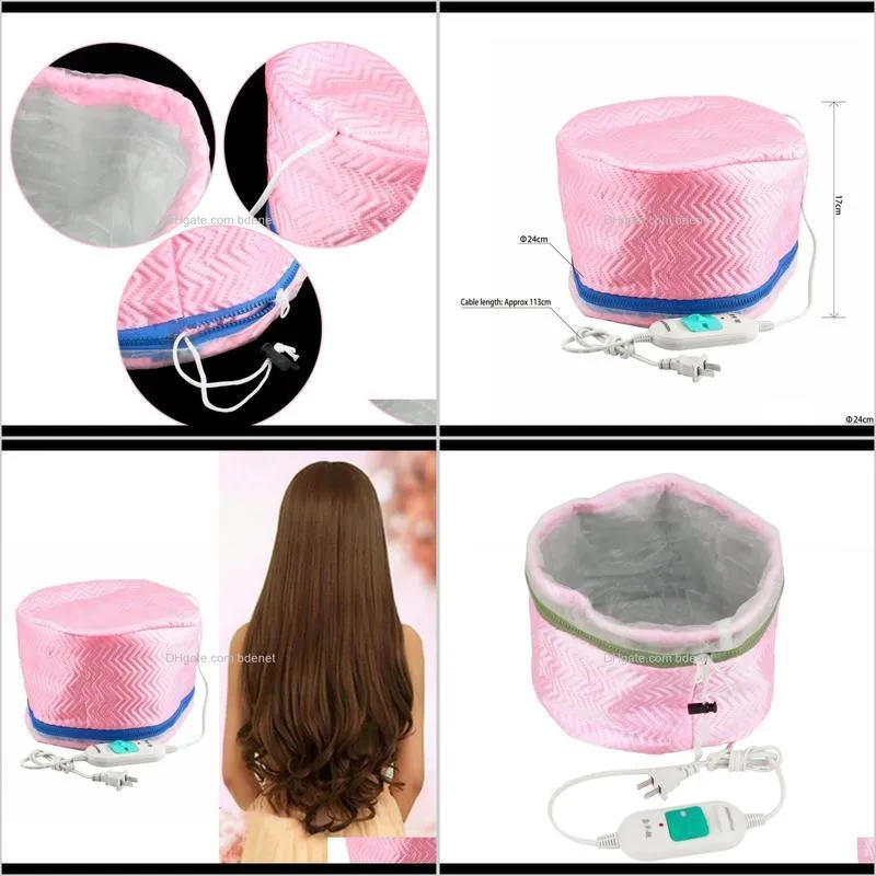 electric hair thermal treatment beauty steamer spa nourishing hair care cap styling tools anti-electricity control heating pink