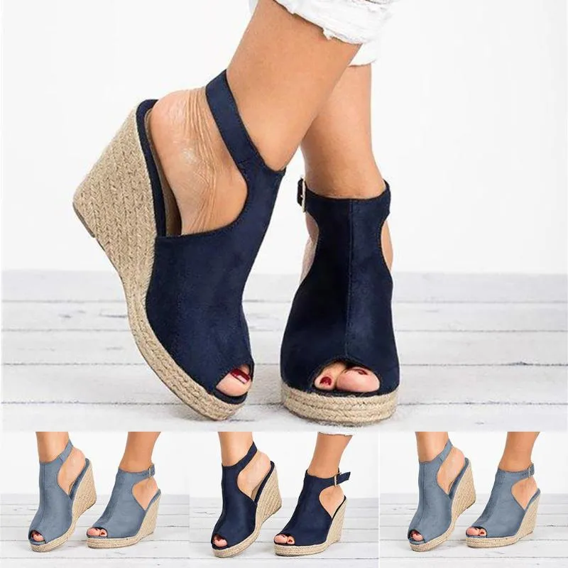 Droppe kvinnor sandaler sommar 2021 kilar skor för buty damskie sapato feminino svart damer sandalier