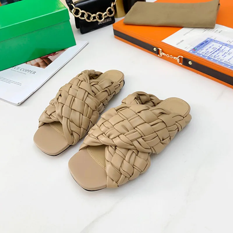 sandals lady flat shoe women sandals chunky heel fisherman genuine gladiator shoes classical leather half drag 3d casual designer letter slippers flip flop slides