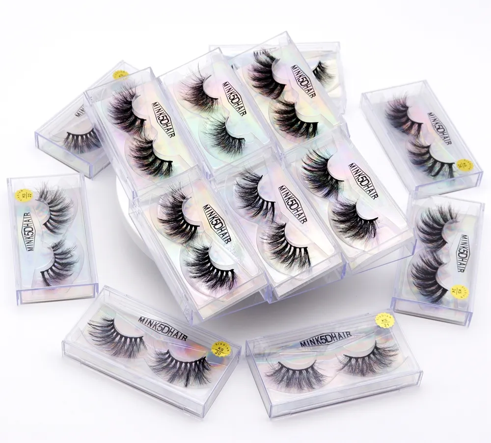 25mm 3D Natural Eyelashes Falso Wispy Faux Mink Eyelash Fluffy Wispies Wispies Lash Tiras Completas Eye Eye Lashes Extensão Ferramenta de Maquiagem