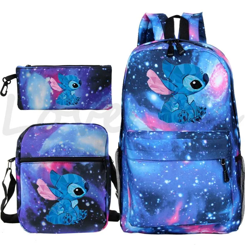 3PCS Stitch Backpack Teens Boys Girls Backpacks School Bag for