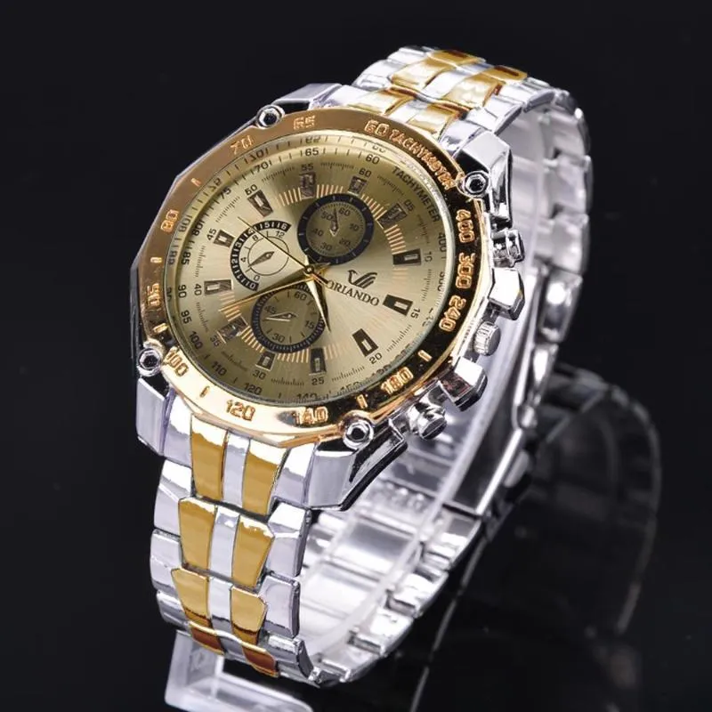 Wristwatches Luxury Business Men Watches Gold Stainless Steel Quartz Orologio Uomo Moda Hombre 2022 Gift