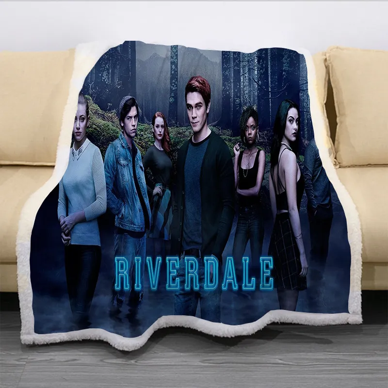Ny Riverdale 3D Printed Fleece Blanket för sängar Tjock Quilt Fashion Bedspread Sherpa kasta filtar Vuxna barn