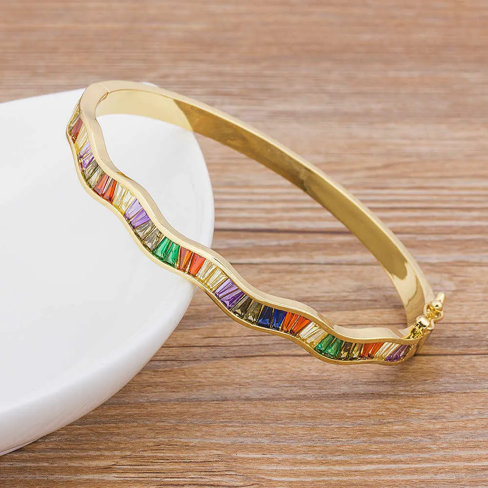 Fabrikspris Lyx Kristall Beaded Armband Bangles För Kvinnor Mode Smycken Koppar Kubik Zirconia Tillbehör Bangle Present Q0717