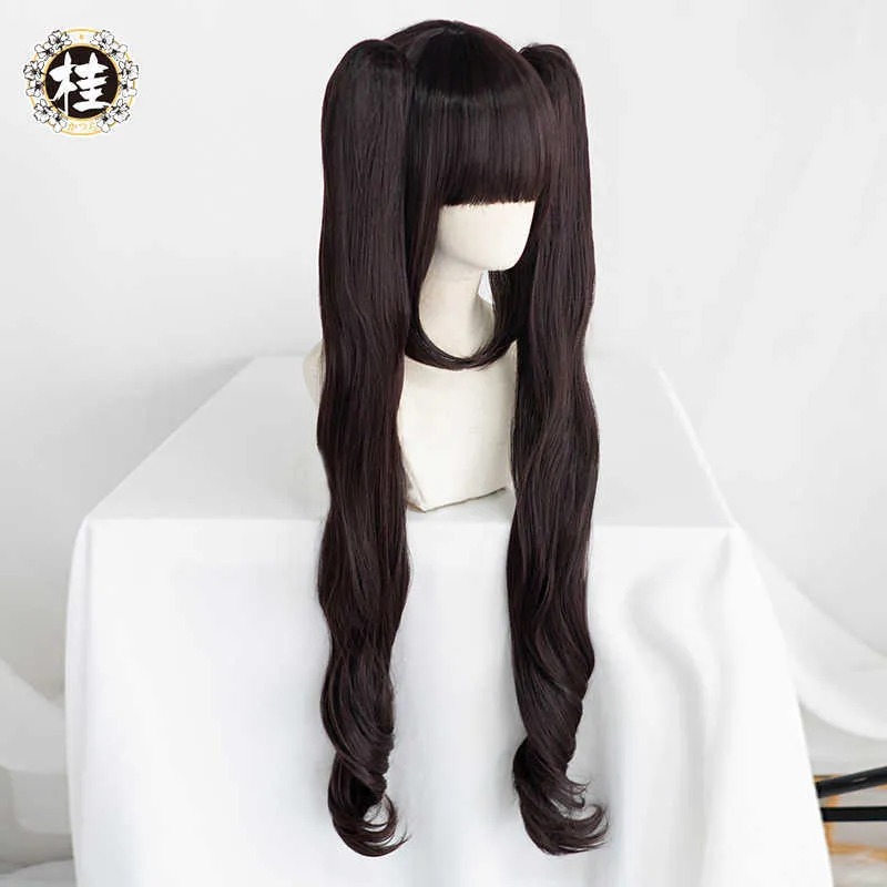 Pre-venta Uwowo Nekopara Chocola / Chocolate Cosplay Peluca 80 cm Larga Twin-Tail Hair Matte Sintético Resistente al calor Fibra Y0913