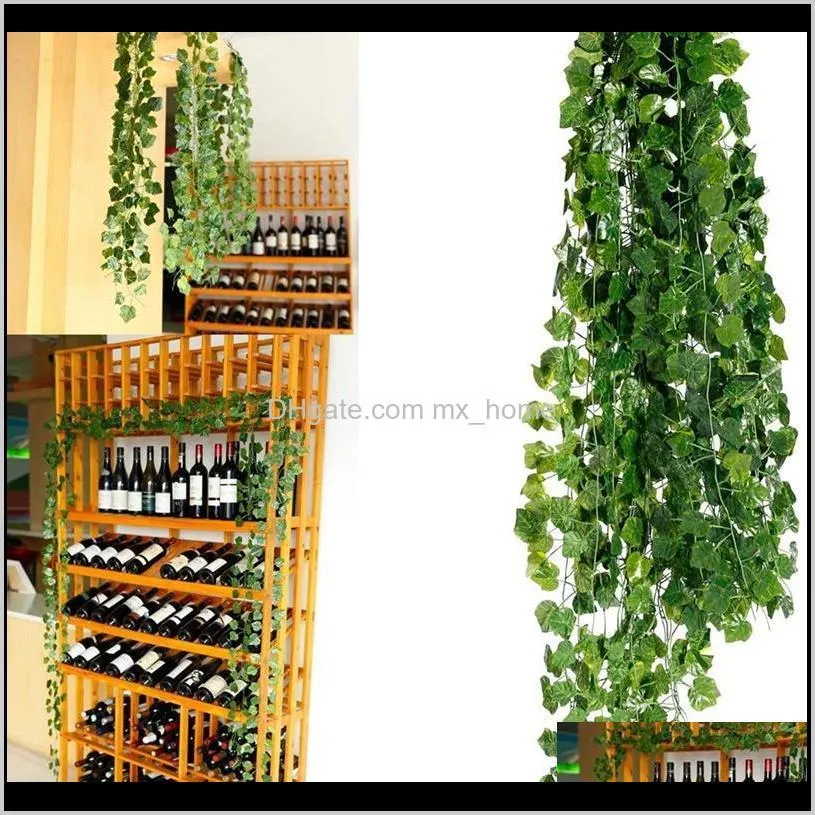 pcs artificial ivy leaf garland fake plant vine hanging for wedding party garden wall decoration grape leaves decorative flowers &