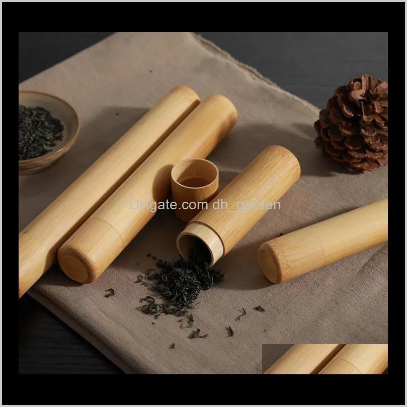 arrived sealed tea barrel box container cylinder portable bamboo tube teas pot caddy sn2521