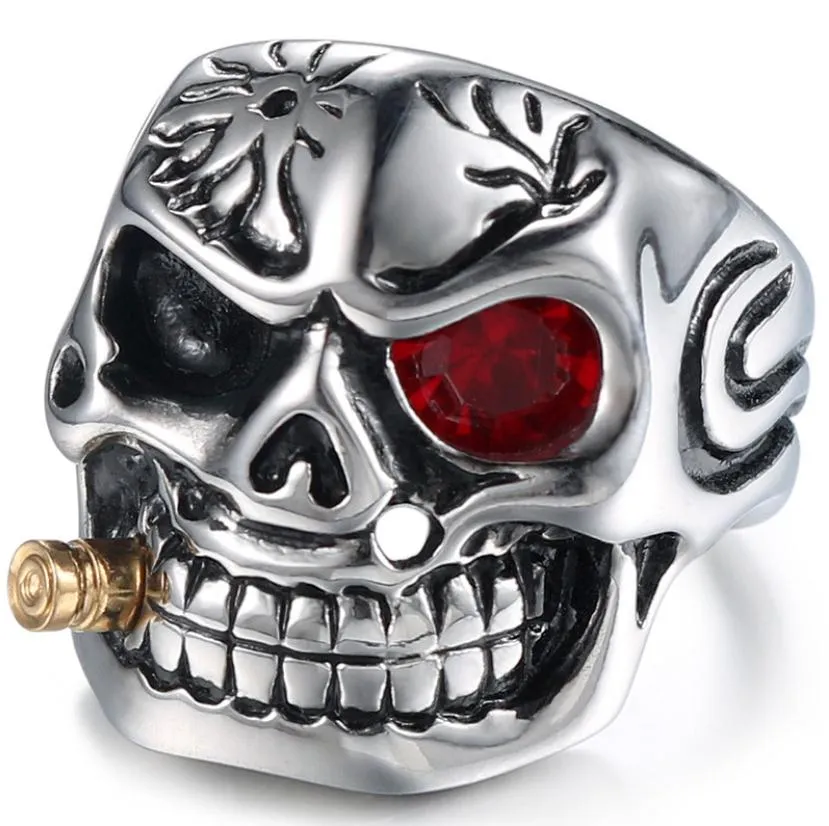 dominile diamond set Terminator skull titanium steel ring male personality punk motorcycle jewelry