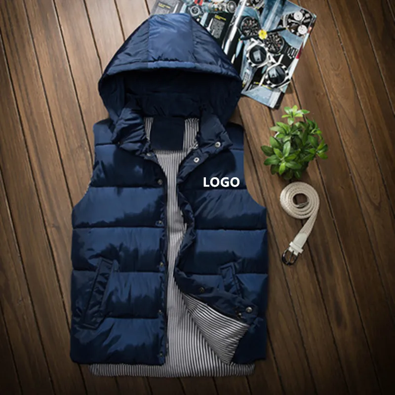 Mannen Custom Vests Jassen Mode Trend Hip Hop Mouwloze Zipper Hooded Vest Jassen Designer Tiener Winter Casual Slim Vaillet Bovenkleding