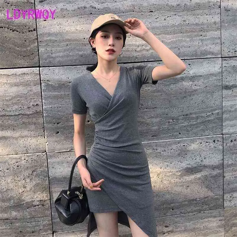 Ldyrwqy Ways Sexy Temementom V Получает модное социальное платье Chunqiu принимает талию крышку живот, чтобы восстановить древнее 210416