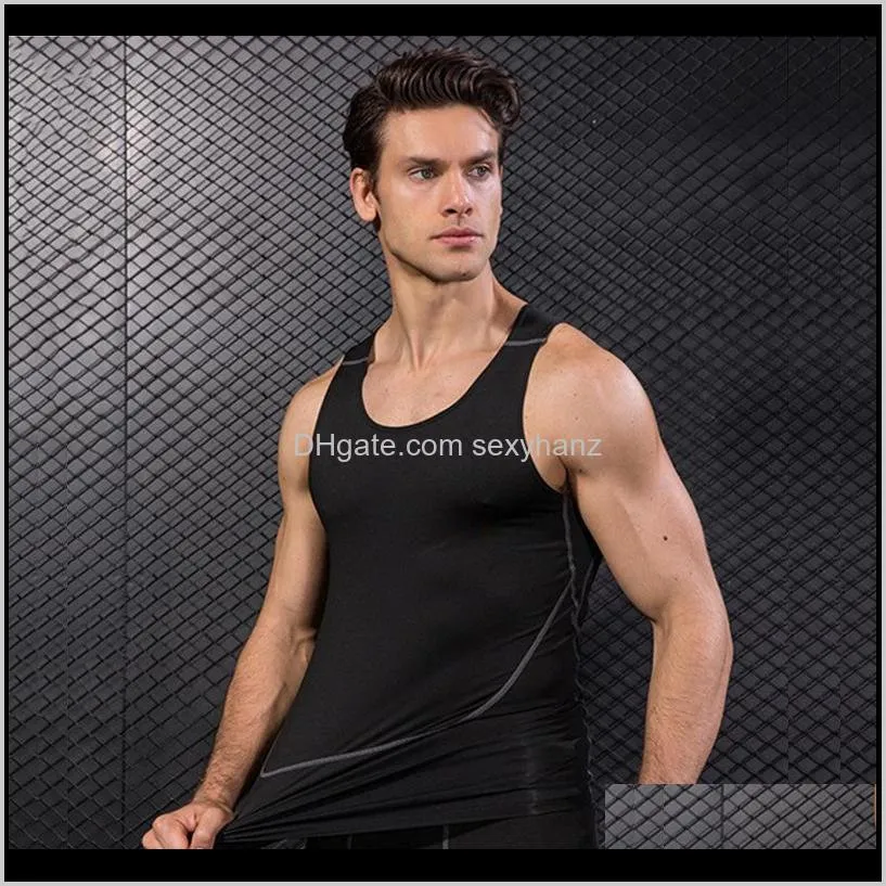 fashion men compression breathable vest shirts line black white workout fitness sleeveless shirt bodybuilding tank tops s-2xl