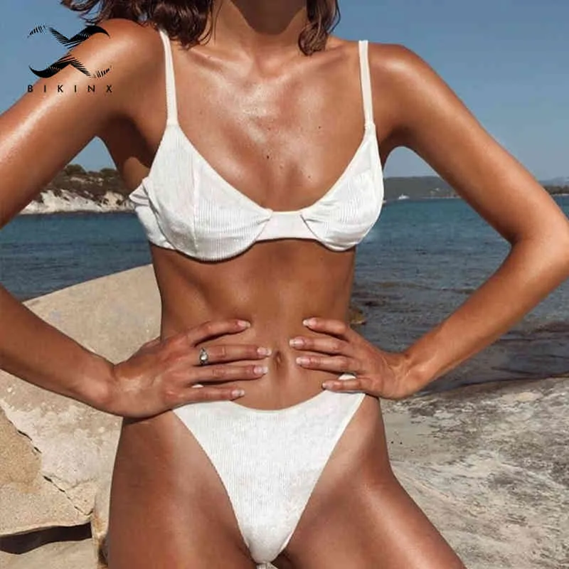 Sexy velvet bikinis 2020 mujer Push up underwire swimsuit female Ribbed swimwear women bathing suit Two piece suit bikini set X0522