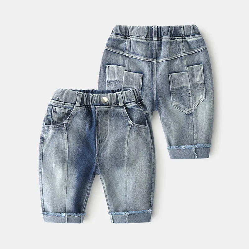 Pantaloni corti per bambini Jeans estivi per bambini Elastico semplice Causale Abbigliamento per bambini Lunghezza al ginocchio Demi Pantaloni per ragazzi 3-12 anni 210529