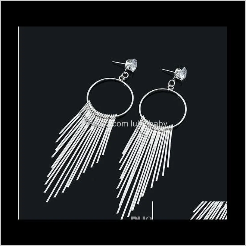 Gorgeous Womens Tassel Earrings Gold/Silver Tone CZ Crystal Hanging Earrings Gift Jewelry For Her Tassel Dangle Earrings
