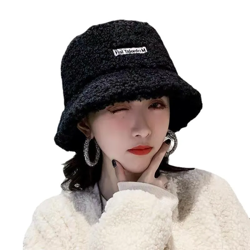 Berets Hats For Female Winter Korean Fashion Fisherman Hat Autumn Plush Lamb Cute Versatile Basin Fedoras Keep Warm Y012