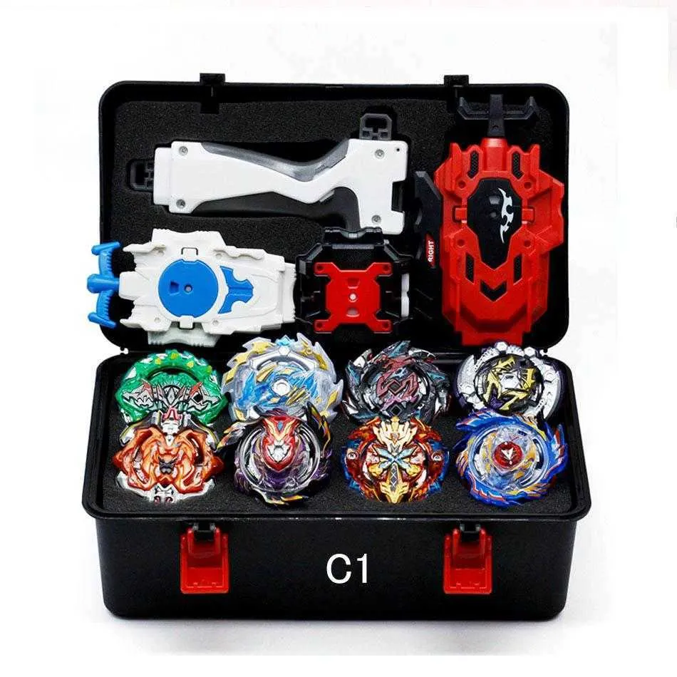 8-Piece Beyblade Burst Evolution Battling Top Set with Metal Case,  Launchers, and Stadium Arena